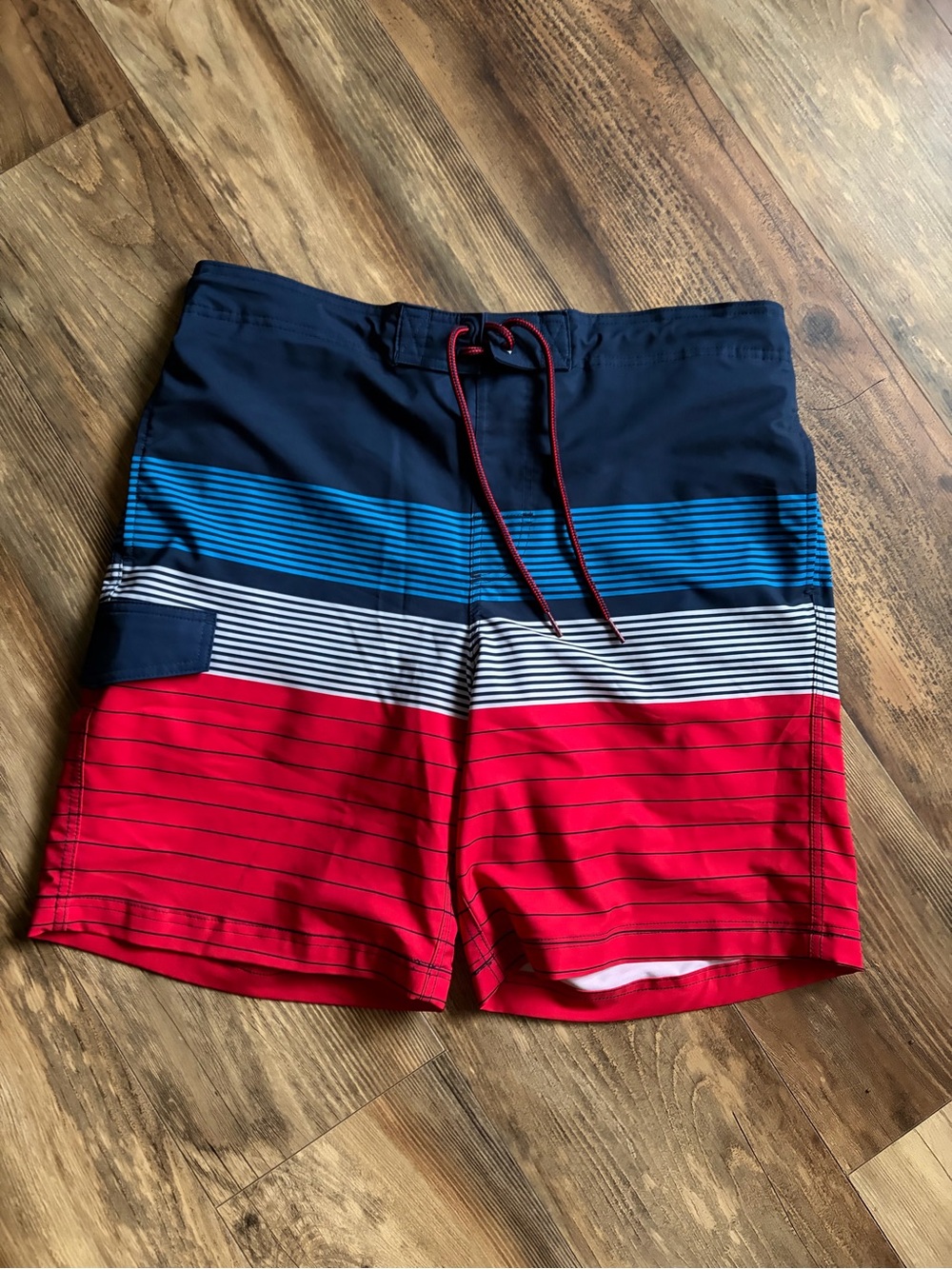 George Red, Navy & Blue Striped Men's Swim Trunks